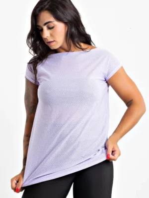 Blusa Fitness Lilás Manga Curta