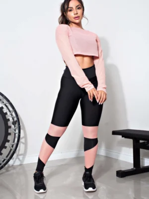 Conjunto Calça Legging e Top Dry Rosê Conjunto Fitness