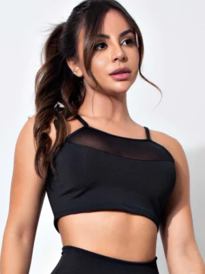 Top Fitness Detalhe Transparente Cropped